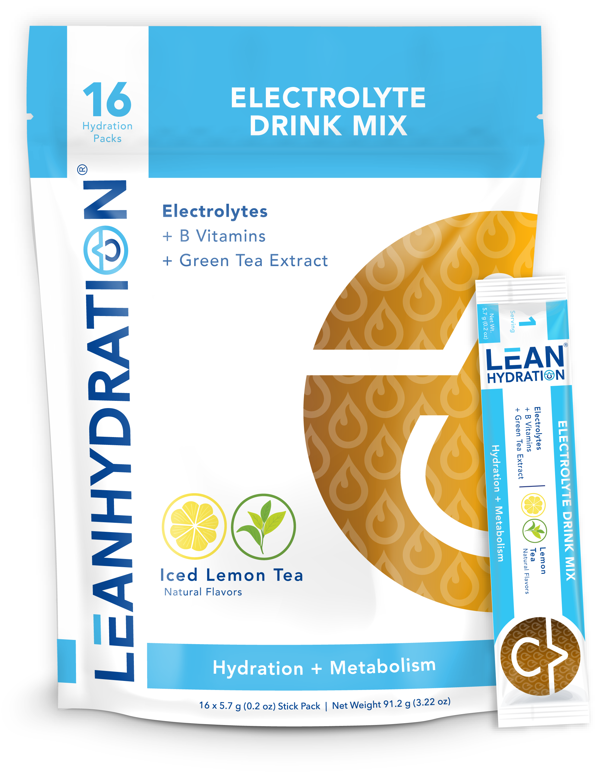 “LEAN Hydration – Natural Daily Electrolyte Drink Mix Iced Lemon Tea ...